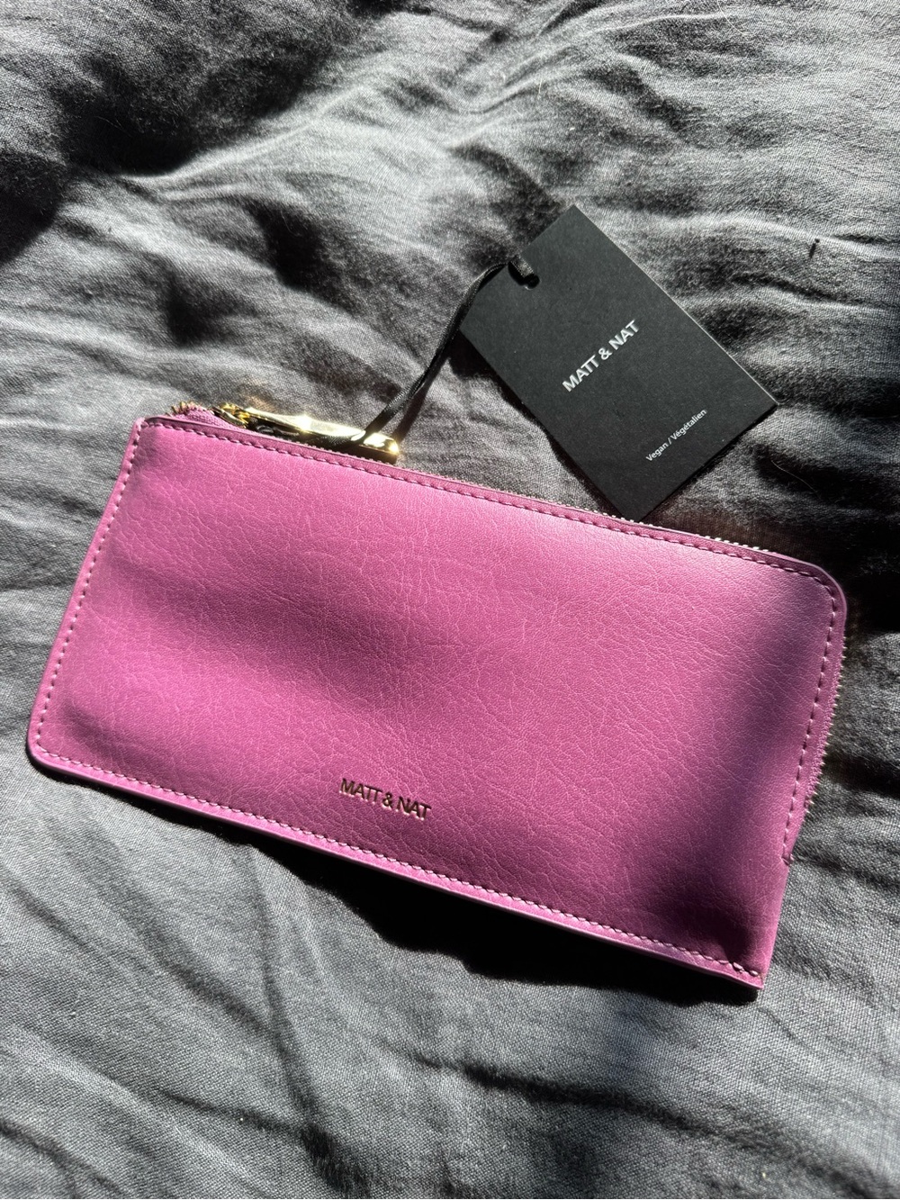Matt & Nat Vibrant Purple Zip-Around Wallet with Gold Hardware